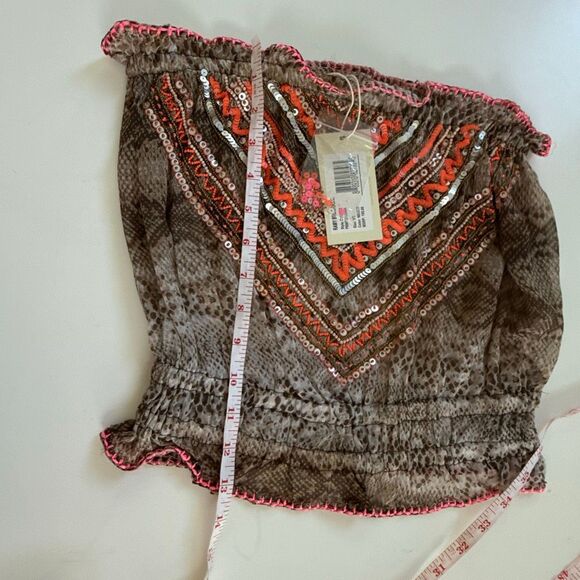 NWT Ramy Brook “Luana” Strapless Animal-Print Sequin Top.  Size XS - Picture 9 of 10